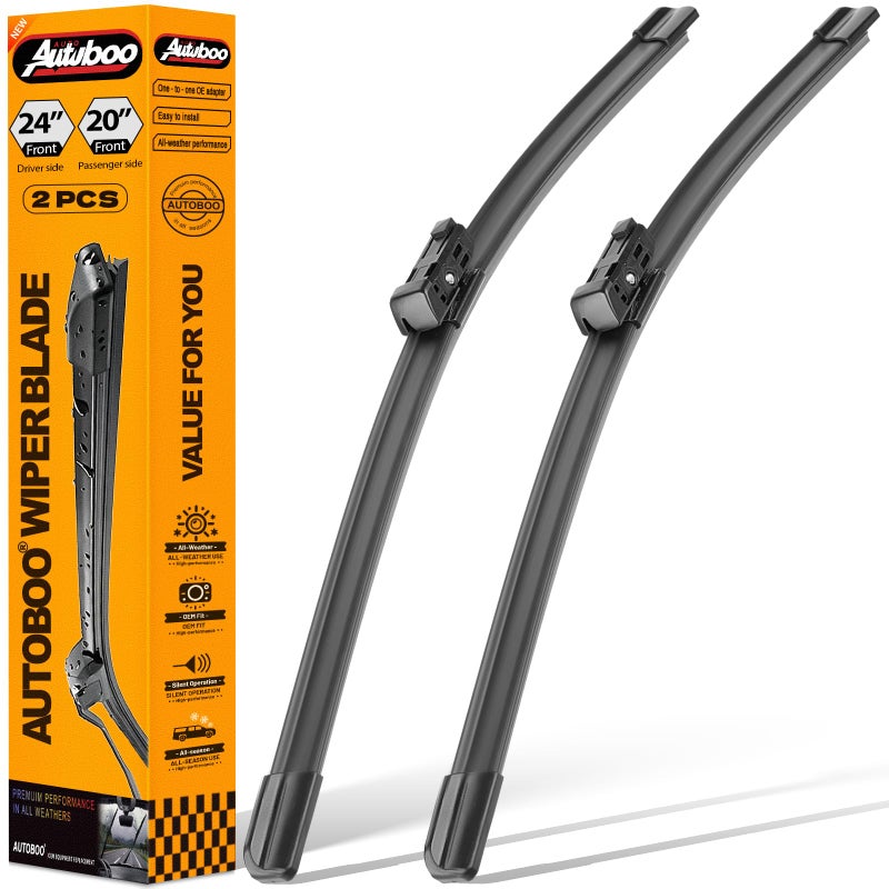 AUTOBOO OEM Wiper Blades Replacement for Audi A4 Q5 Q3 A5 RS5 S5 allroad 2009-2020 Original Equipment Replacement Windshield Wipers 24 inch / 20 inch -Original Factory Quality (Set of 2) Top Lock 16mm - Image 1